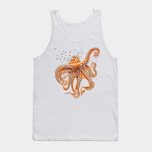 Orange Red Octopus Tentacles Kraken Bubbles Art Tank Top